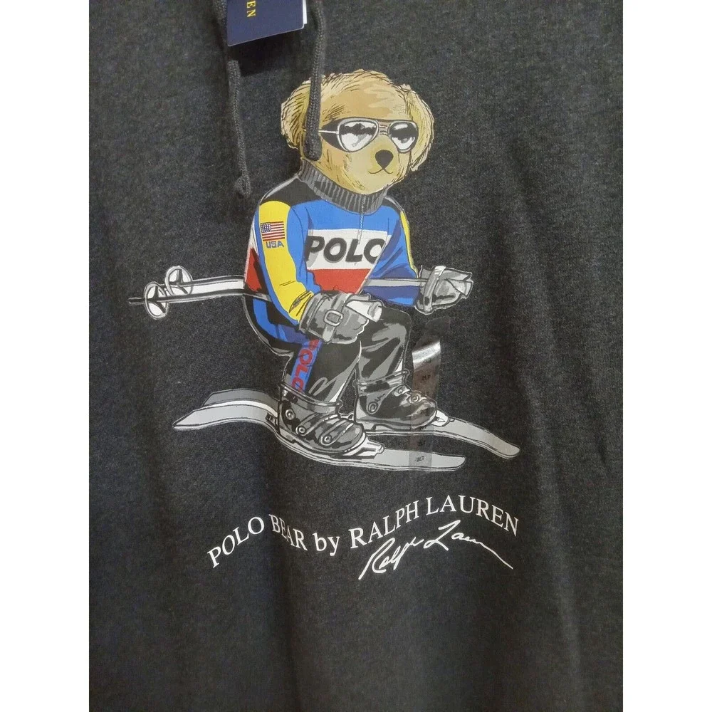 NWT‎ - Polo Ralph Lauren Men's POLO BEAR Hooded Sweatshirt Ski Charcoal Sz 2XLT - Picture 4 of 5